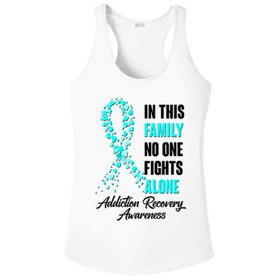 In This Family No One Fight Alone Addiction Recovery Awareness Ladies PosiCharge Competitor Racerback Tank