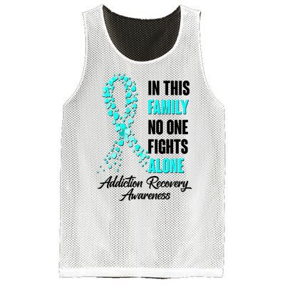 In This Family No One Fight Alone Addiction Recovery Awareness Mesh Reversible Basketball Jersey Tank