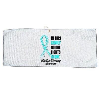 In This Family No One Fight Alone Addiction Recovery Awareness Large Microfiber Waffle Golf Towel