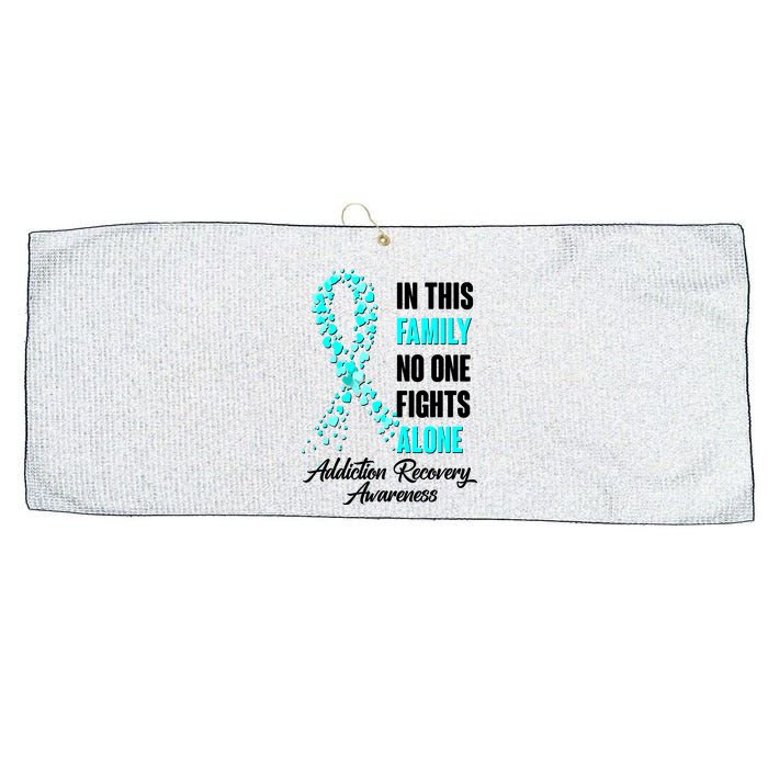 In This Family No One Fight Alone Addiction Recovery Awareness Large Microfiber Waffle Golf Towel