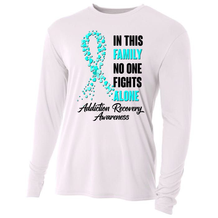 In This Family No One Fight Alone Addiction Recovery Awareness Cooling Performance Long Sleeve Crew