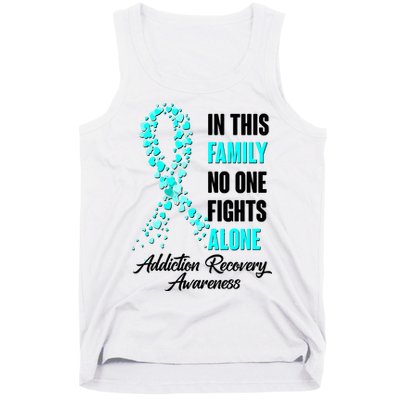 In This Family No One Fight Alone Addiction Recovery Awareness Tank Top