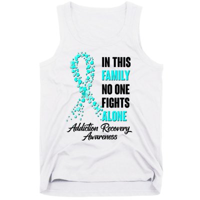 In This Family No One Fight Alone Addiction Recovery Awareness Tank Top