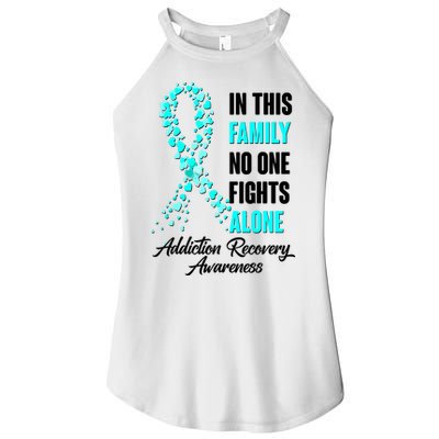 In This Family No One Fight Alone Addiction Recovery Awareness Women's Perfect Tri Rocker Tank