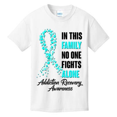 In This Family No One Fight Alone Addiction Recovery Awareness Kids T-Shirt