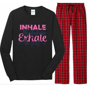 Inhale The Future Exhale The Past Motivational Yoga Design Gift Long Sleeve Pajama Set