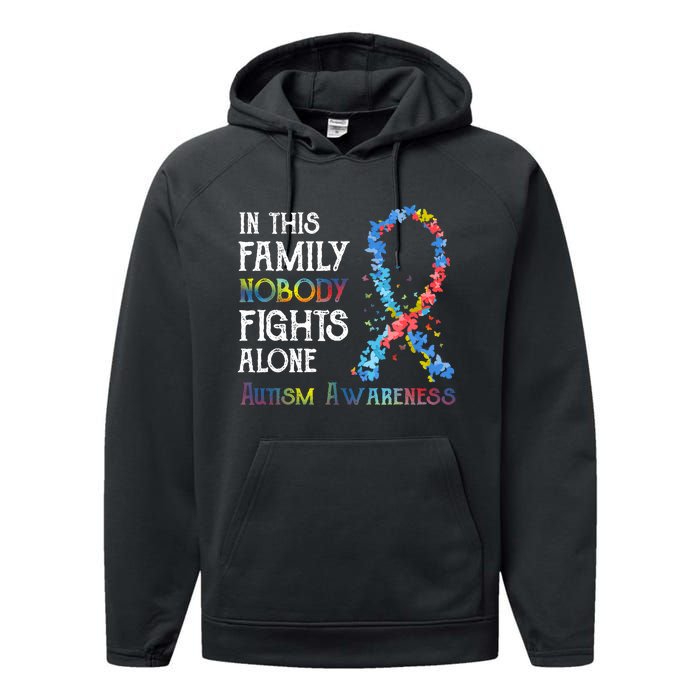 In This Family Nobody Fights Alone Autism Performance Fleece Hoodie