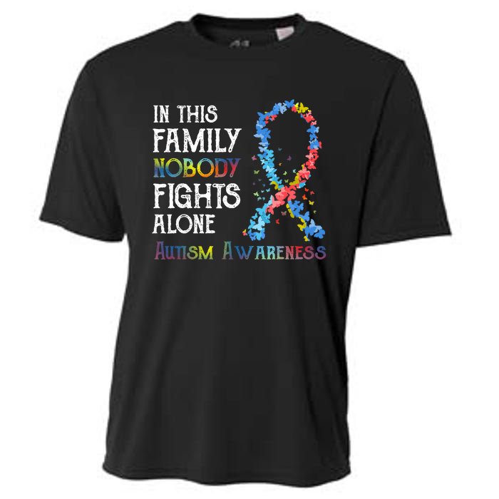 In This Family Nobody Fights Alone Autism Cooling Performance Crew T-Shirt