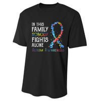 In This Family Nobody Fights Alone Autism Performance Sprint T-Shirt