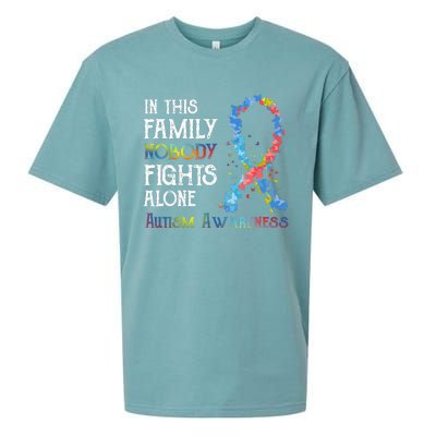 In This Family Nobody Fights Alone Autism Sueded Cloud Jersey T-Shirt