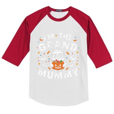 IM The Grand Mummy Halloween Mummy Grandma Costume Gift Kids Colorblock Raglan Jersey