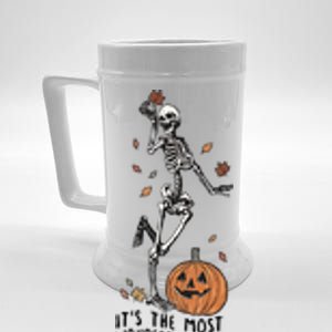 Its The Greatest Time Of The Year Funny Skeleton Halloween Meaningful Gift Beer Stein