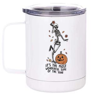 Its The Greatest Time Of The Year Funny Skeleton Halloween Meaningful Gift 12 oz Stainless Steel Tumbler Cup