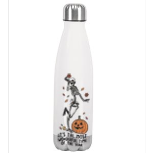 Its The Greatest Time Of The Year Funny Skeleton Halloween Meaningful Gift Stainless Steel Insulated Water Bottle