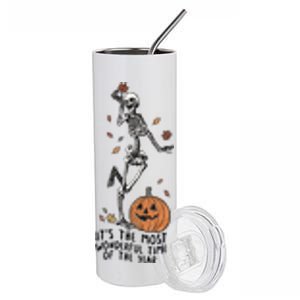 Its The Greatest Time Of The Year Funny Skeleton Halloween Meaningful Gift Stainless Steel Tumbler