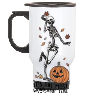 Its The Greatest Time Of The Year Funny Skeleton Halloween Meaningful Gift Stainless Steel Travel Mug