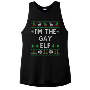 IM The Gay Elf Funny Lgbtq Pride Ugly Christmas Pajama Funny Gift Ladies PosiCharge Tri-Blend Wicking Tank