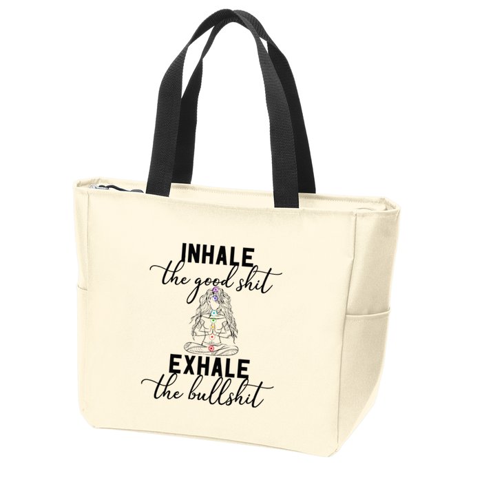 Inhale The Good Exhale The Bullshit Chakra Meditation Yoga Zip Tote Bag