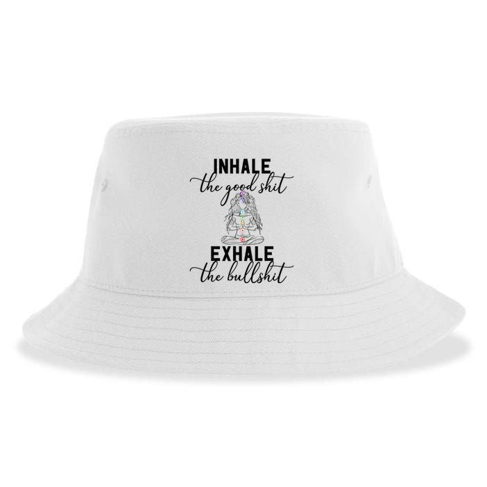 Inhale The Good Exhale The Bullshit Chakra Meditation Yoga Sustainable Bucket Hat