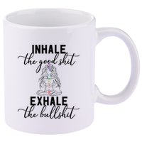 Inhale The Good Exhale The Bullshit Chakra Meditation Yoga 11oz C Handle Ceramic Mug
