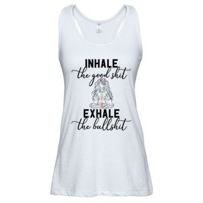 Inhale The Good Exhale The Bullshit Chakra Meditation Yoga Ladies Essential Flowy Tank