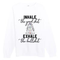 Inhale The Good Exhale The Bullshit Chakra Meditation Yoga Premium Crewneck Sweatshirt