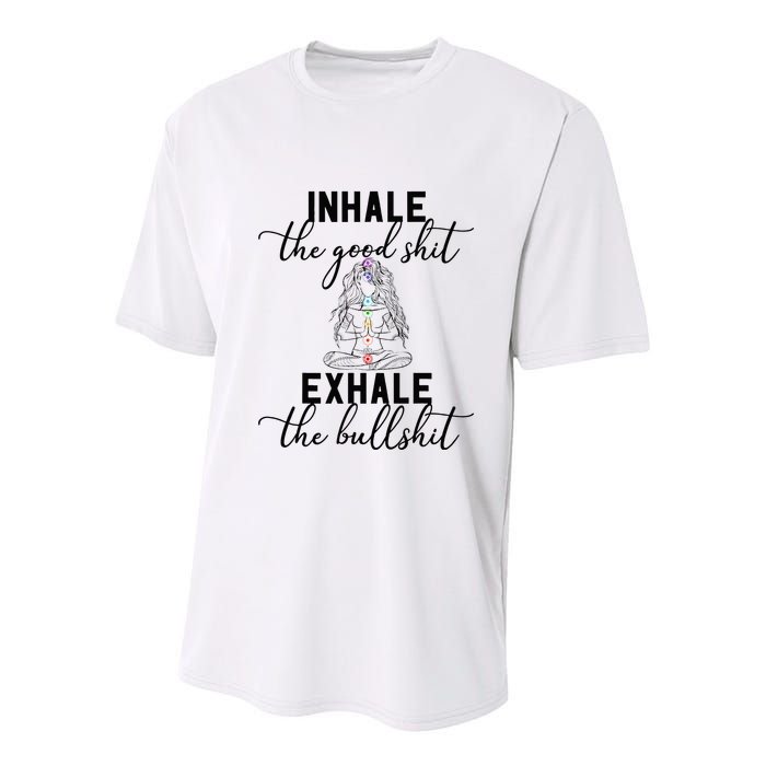 Inhale The Good Exhale The Bullshit Chakra Meditation Yoga Youth Performance Sprint T-Shirt