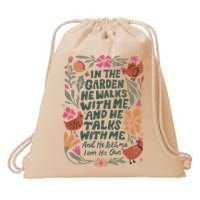 In The Garden He Walks With Me And He Talks With Me Drawstring Bag