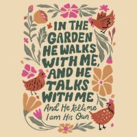 In The Garden He Walks With Me And He Talks With Me Drawstring Bag