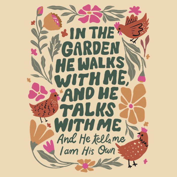 In The Garden He Walks With Me And He Talks With Me Drawstring Bag