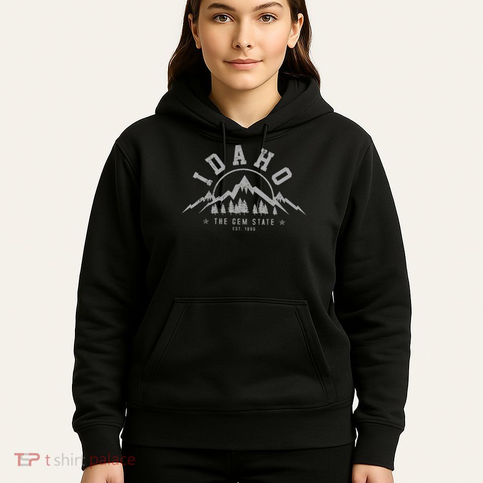 Idaho The Gem State Est. 1890 Vintage Mountains Gift Hoodie