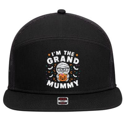 IM The Grand Mummy Halloween Mummy Grandparent Cute Gift 7 Panel Mesh Trucker Snapback Hat