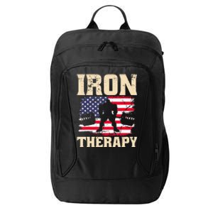 Iron Therapy Gym Deadlift Powerlift With USA Flag City Backpack