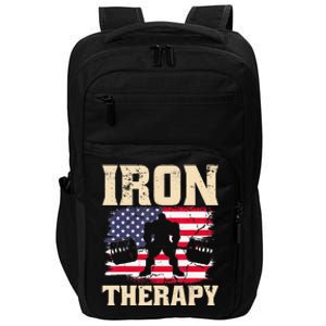 Iron Therapy Gym Deadlift Powerlift With USA Flag Impact Tech Backpack