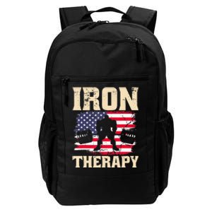 Iron Therapy Gym Deadlift Powerlift With USA Flag Daily Commute Backpack