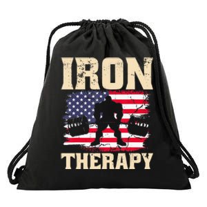 Iron Therapy Gym Deadlift Powerlift With USA Flag Drawstring Bag