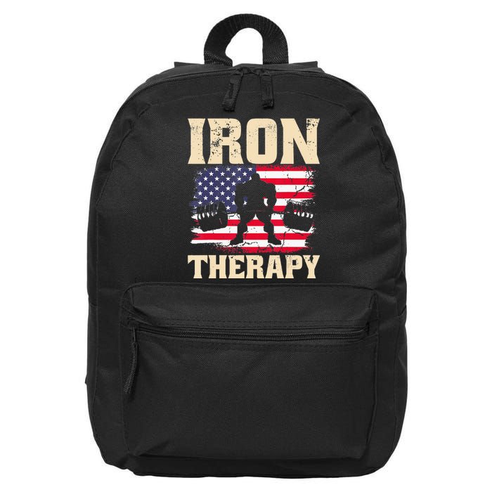 Iron Therapy Gym Deadlift Powerlift With USA Flag 16 in Basic Backpack