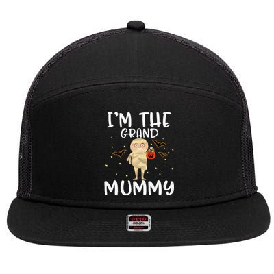 Im The Grand Mummy Halloween Funny Grandma 7 Panel Mesh Trucker Snapback Hat