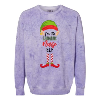 Im The Geriatric Nurse Elf Christmas Geriatric Nurse Pajama Gift Colorblast Crewneck Sweatshirt