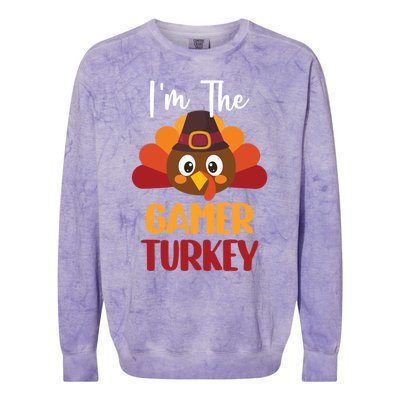 Im The Gamer Turkey Cute Family Matching Thanksgiving Gift Colorblast Crewneck Sweatshirt