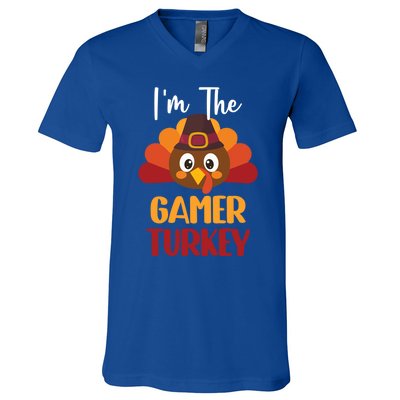 Im The Gamer Turkey Cute Family Matching Thanksgiving Gift V-Neck T-Shirt