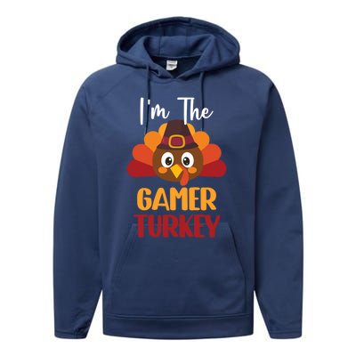 Im The Gamer Turkey Cute Family Matching Thanksgiving Gift Performance Fleece Hoodie