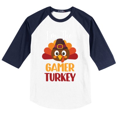 Im The Gamer Turkey Cute Family Matching Thanksgiving Gift Baseball Sleeve Shirt