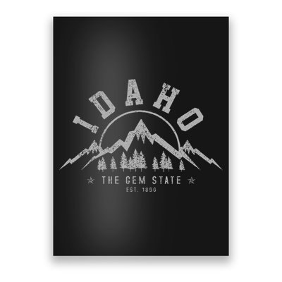 Idaho The Gem State Est. 1890 Vintage Mountains Gift Poster