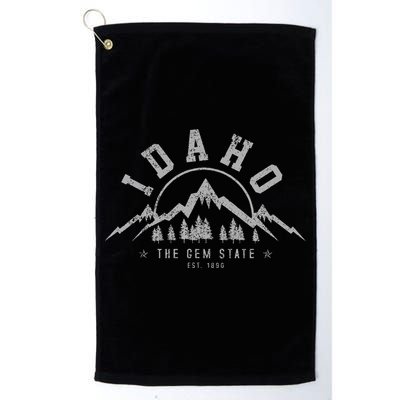 Idaho The Gem State Est. 1890 Vintage Mountains Gift Golf Towel