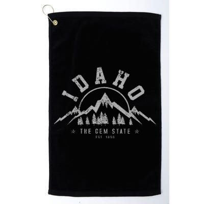 Idaho The Gem State Est. 1890 Vintage Mountains Gift Platinum Collection Golf Towel