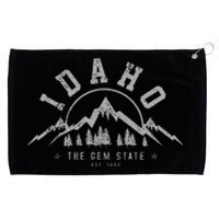 Idaho The Gem State Est. 1890 Vintage Mountains Gift Grommeted Golf Towel