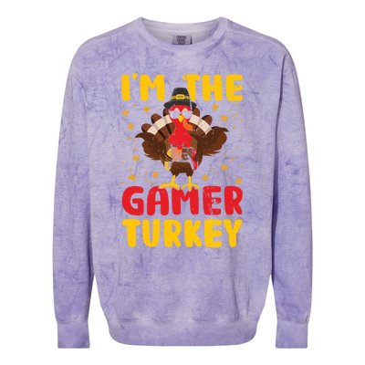 Im The Gamer Turkey Thanksgiving Professional Gamer Love Gift Colorblast Crewneck Sweatshirt