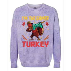 Im The Gamer Turkey Video Gaming Happy Funny Thanksgiving Gift Colorblast Crewneck Sweatshirt