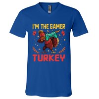 Im The Gamer Turkey Video Gaming Happy Funny Thanksgiving Gift V-Neck T-Shirt